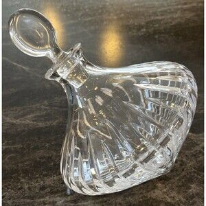 Cut Crystal Orbital Decanter Side Balanced Spin Wine or spirits 11 x 7 in